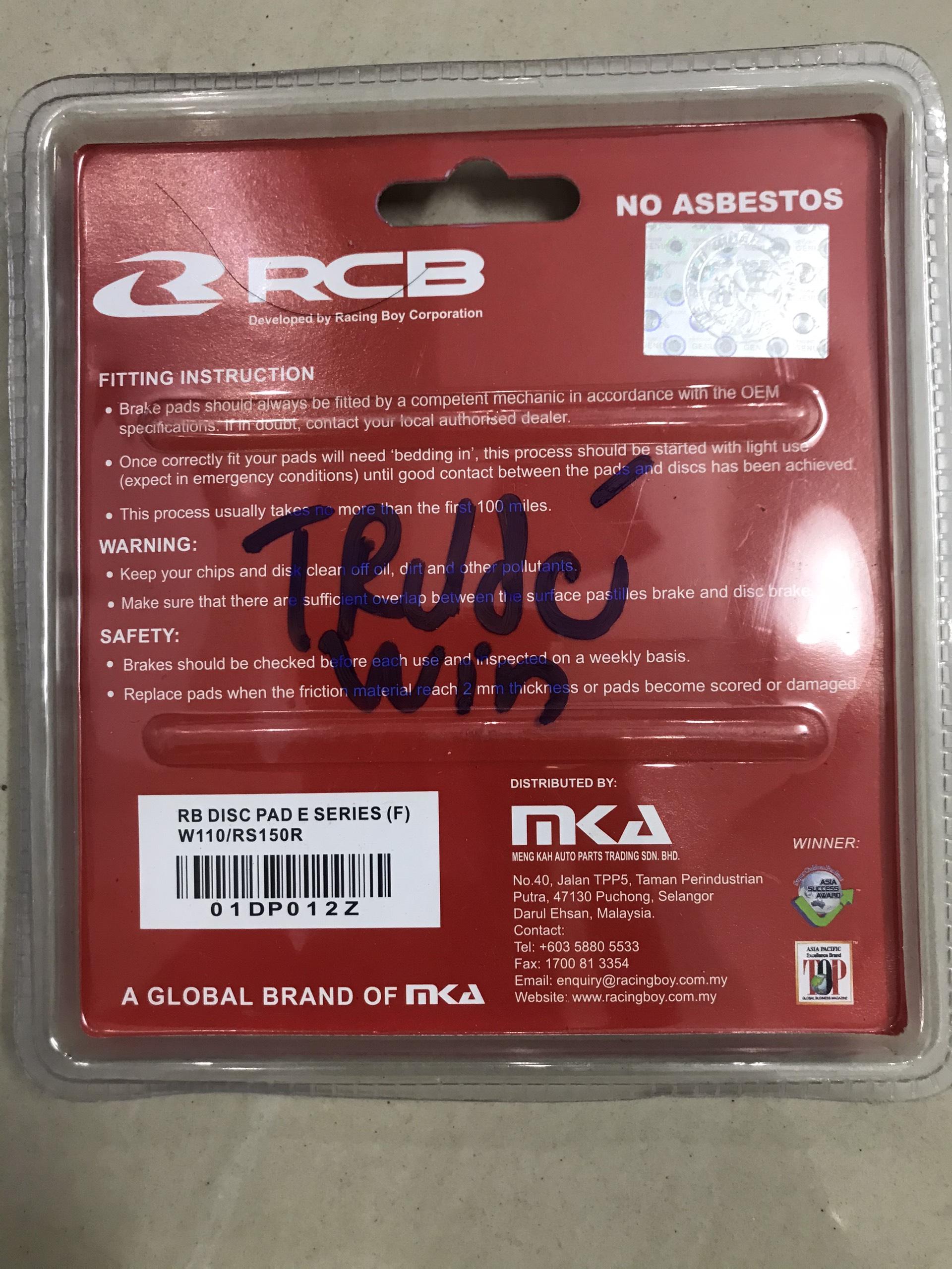 Bố thắng đĩa trước RCB cho Winner (má phanh)