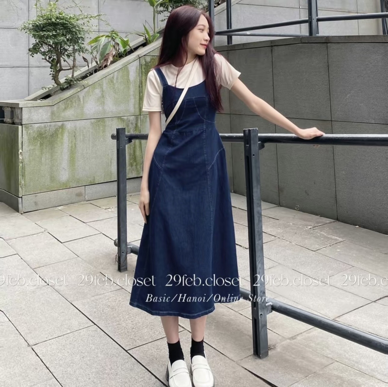 Váy yếm Jeans nữ chun lưng dáng dài - 247store.vn- Yemjean634_XanhFreesize_P0
