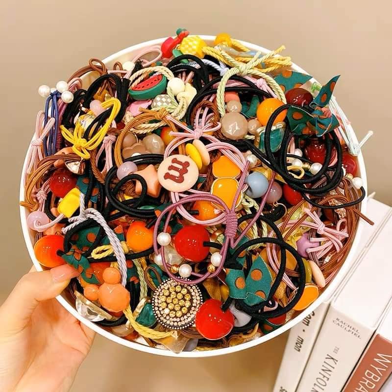 Set 50 Thun Cột Tóc Nhiều Mẫu