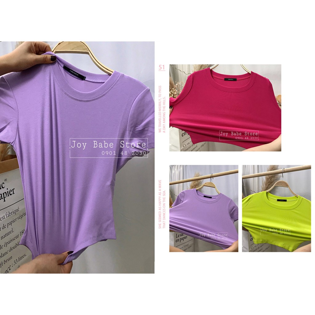Áo croptop thun cao cấp - áo kiểu nữ cổ tròn tay ngắn trơn basic