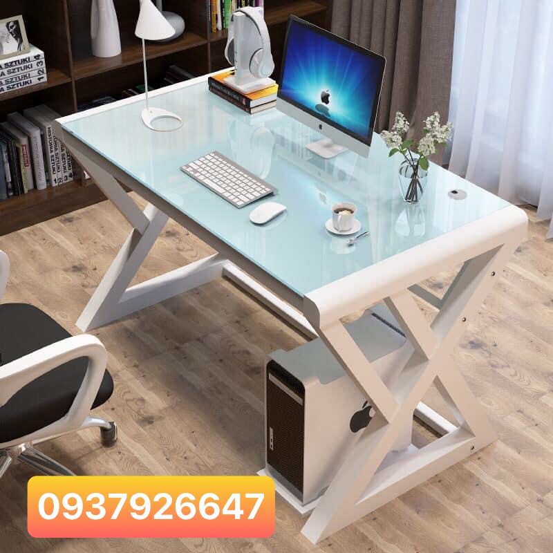 Bàn làm việc chân sắt mặt kính cường lực