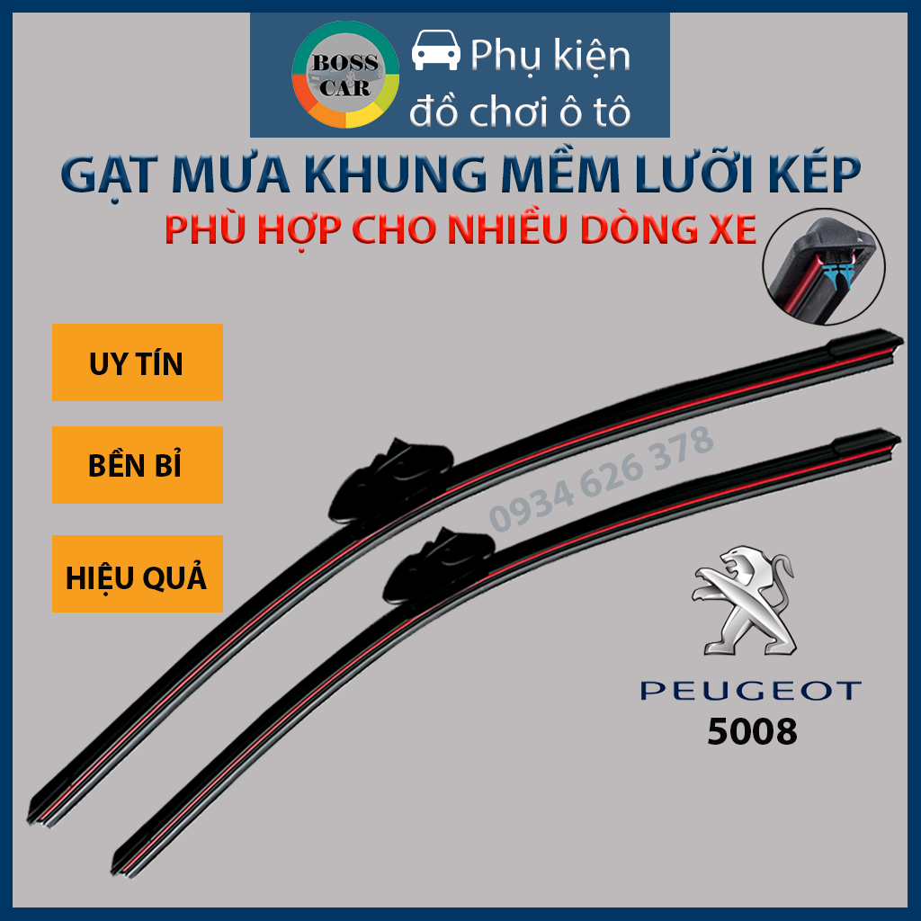 Peugoet 5008 premium dual blade rain wiper soft frame wiper blade car styling rain wiper silicone 2 blades soft frame wiper blade, super durable