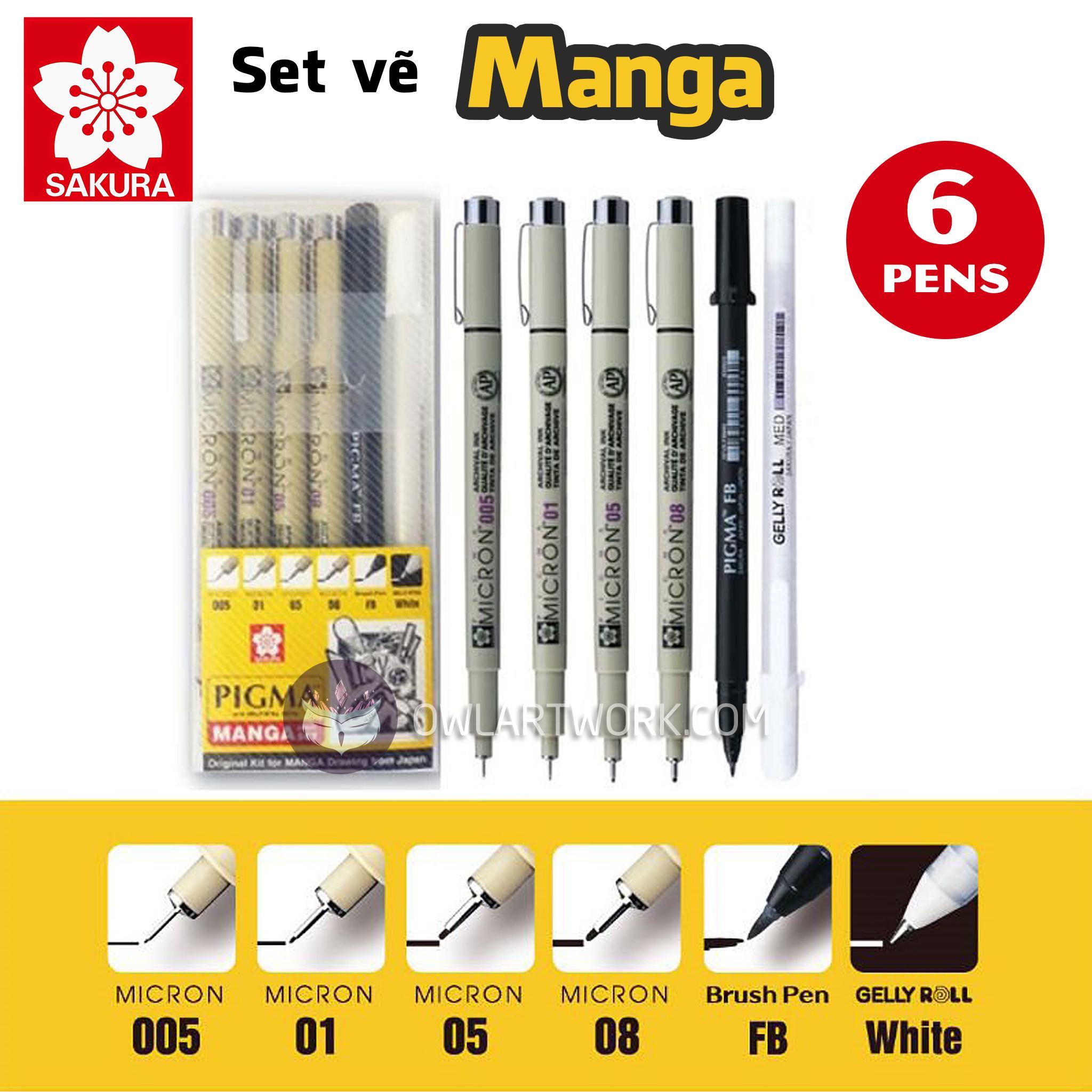 [HCM]Bút vẽ manga Sakura – Set 6 bút