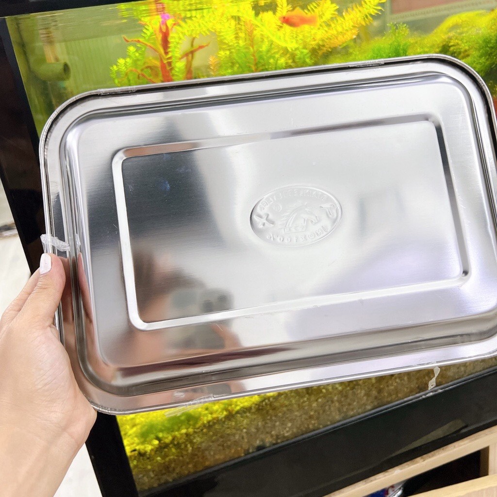 Khay- Mâm inox chữ nhật cạn nhỏ đủ size