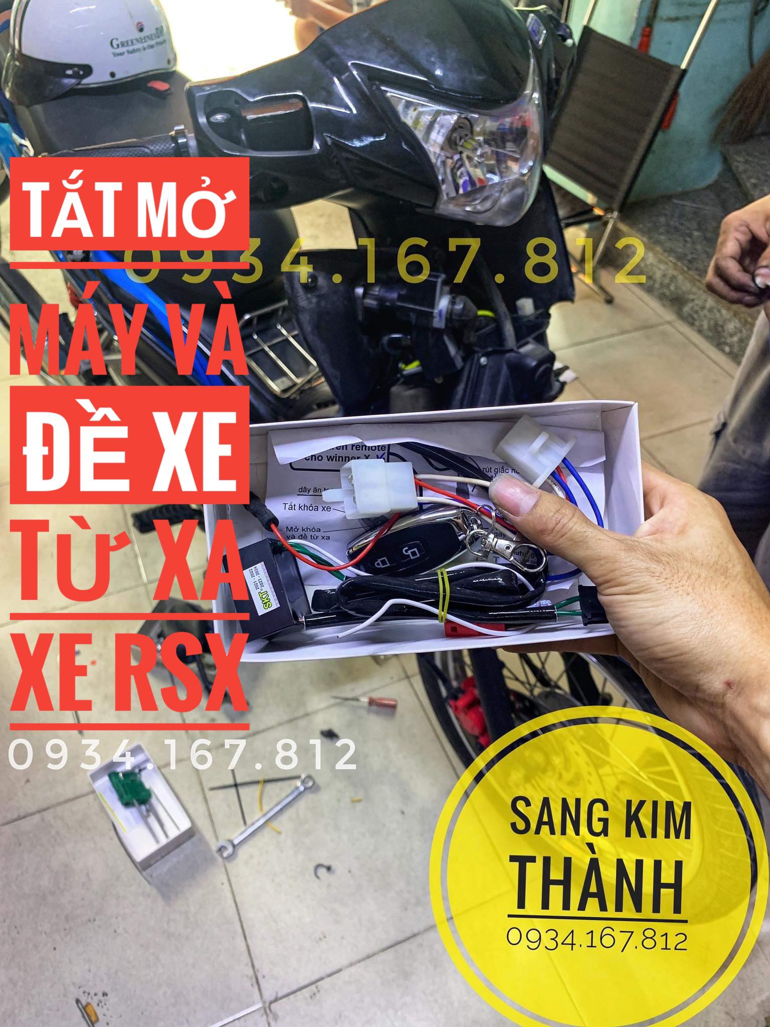 Bộ remote tắt mở xe honda wave rsx fi và đề máy từ xa không cần chìa khoá