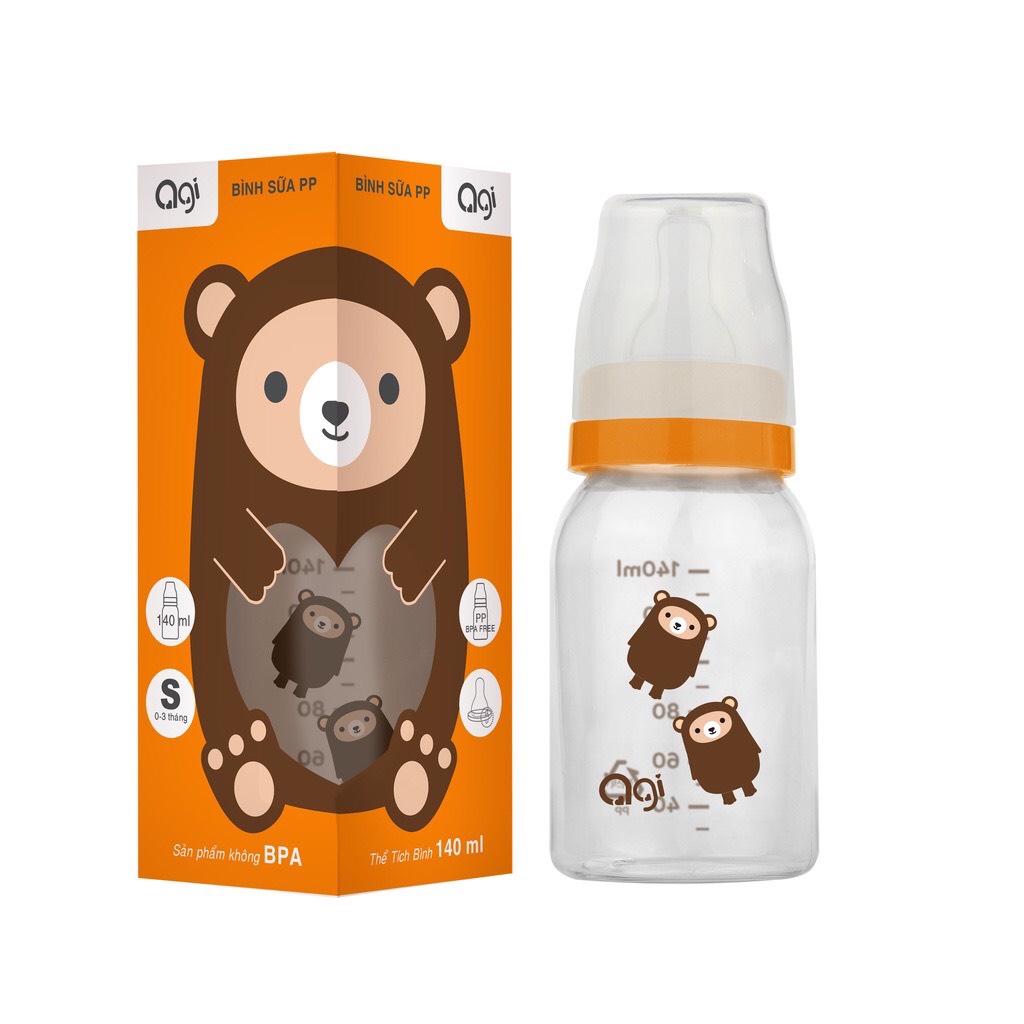 Bình Sữa cổ hẹp Agi PP 60ml - 140ml - 250ml