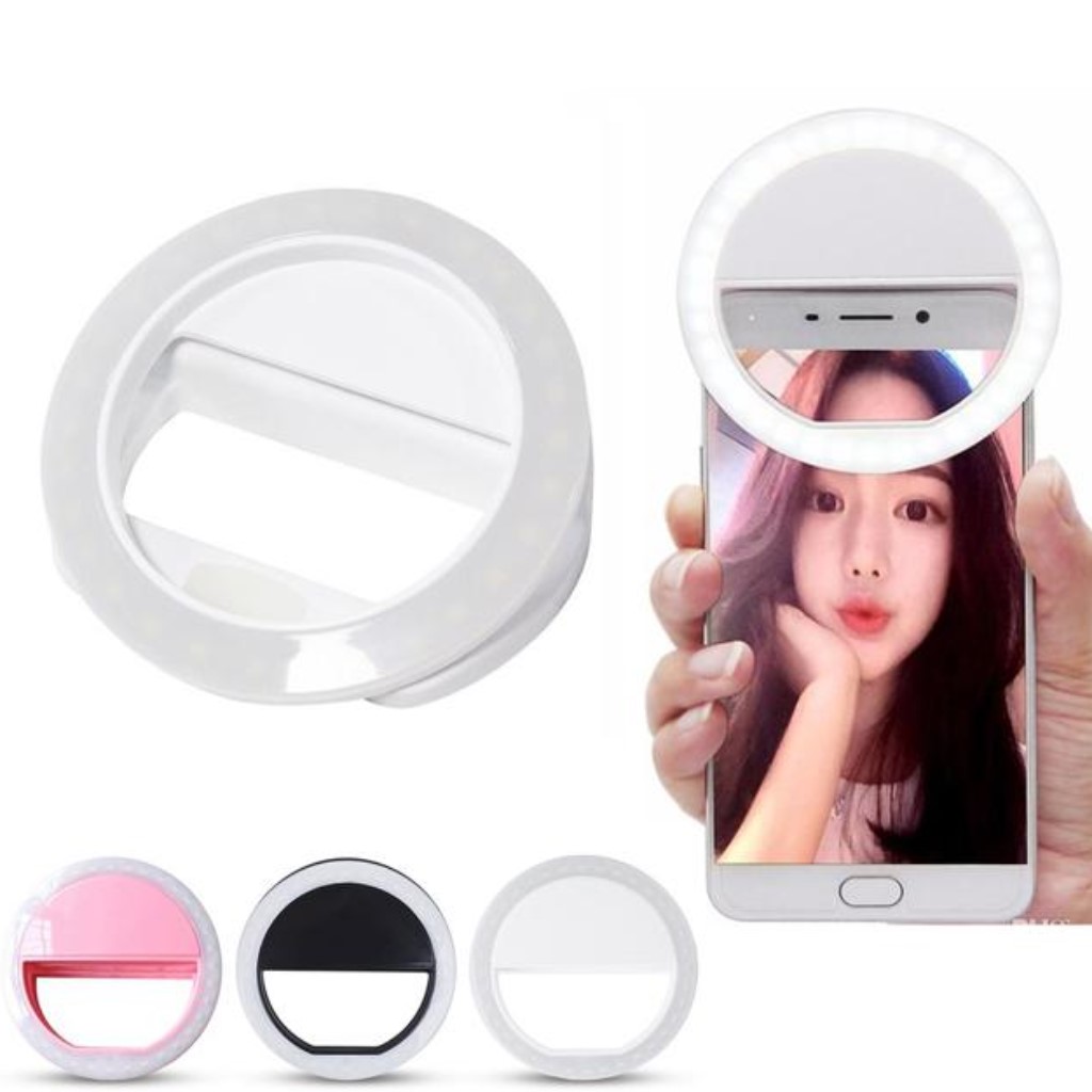 Đèn selfie ring light cho điện thoại sạc điện tặng kèm dây sạc