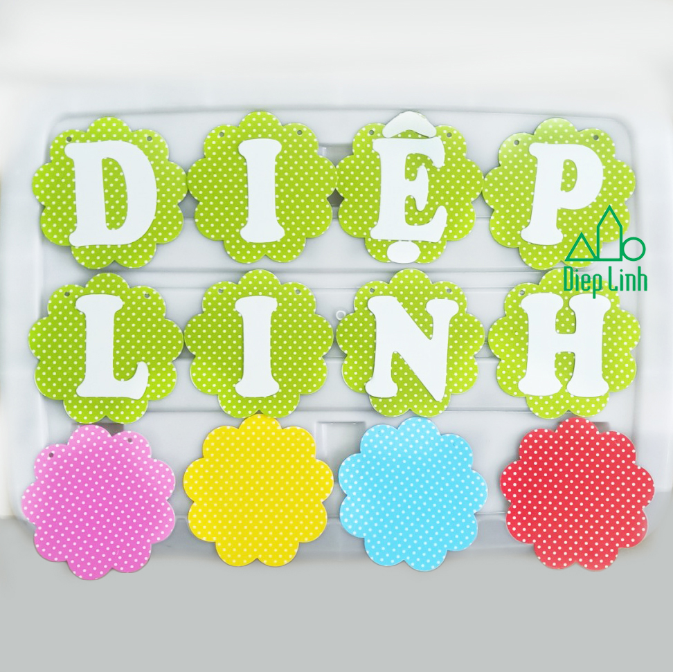 [HCM]Dây Treo Giấy Chấm Bi Decal Chữ Có Dấu Số Lẻ Tuỳ Chọn Trang Trí Sinh Nhật Ngày Lễ Sự Kiện(12k/2 chữ) - Diệp Linh