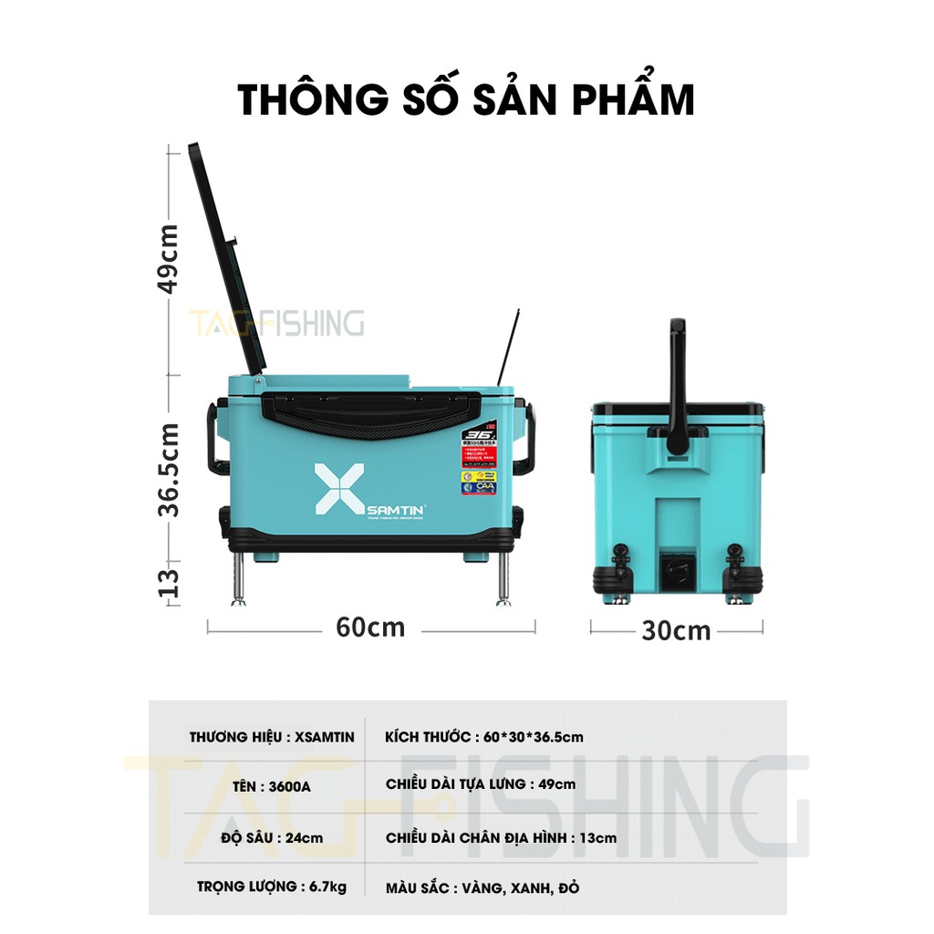 Thùng Câu Cá Xsamtin 36L Phiên Bản 2021