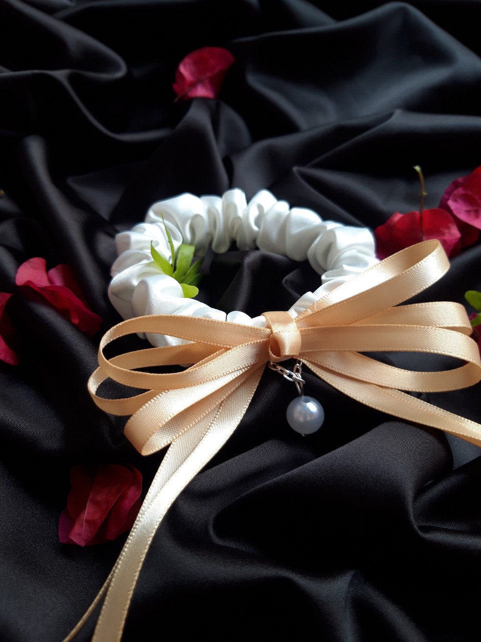Cột tóc scrunchies Nơ cao cấp (Hình thật).