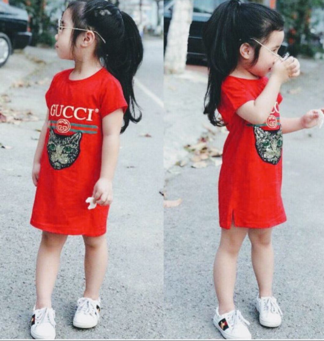 Váy suông thun 4 chiều cho bé
