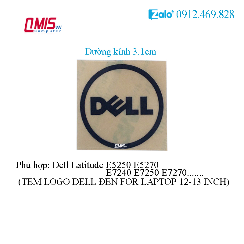 1 cái tem logo dell latitude e5250 e5270 e7240 e7250 e7270 – đường kính 3.1cm - đen nhỏ