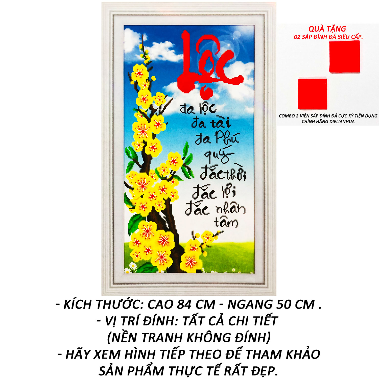 Tranh Đính Đá 5D - Lộc Tấn Vinh Hoa 38 (Kèm Quà Tặng) - Tranh Minh Hiền (TỰ ĐÍNH ĐÁ)