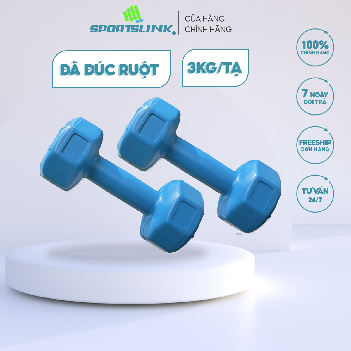 Bộ 2 tạ tay VN 3kg (Xanh dương)