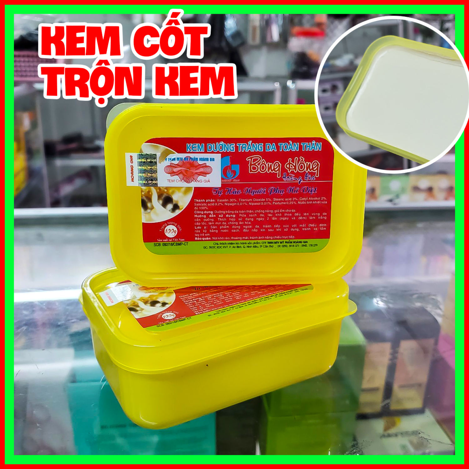 Kem cốt bông hồng trộn kem dưỡng trắng da toàn thân 100g