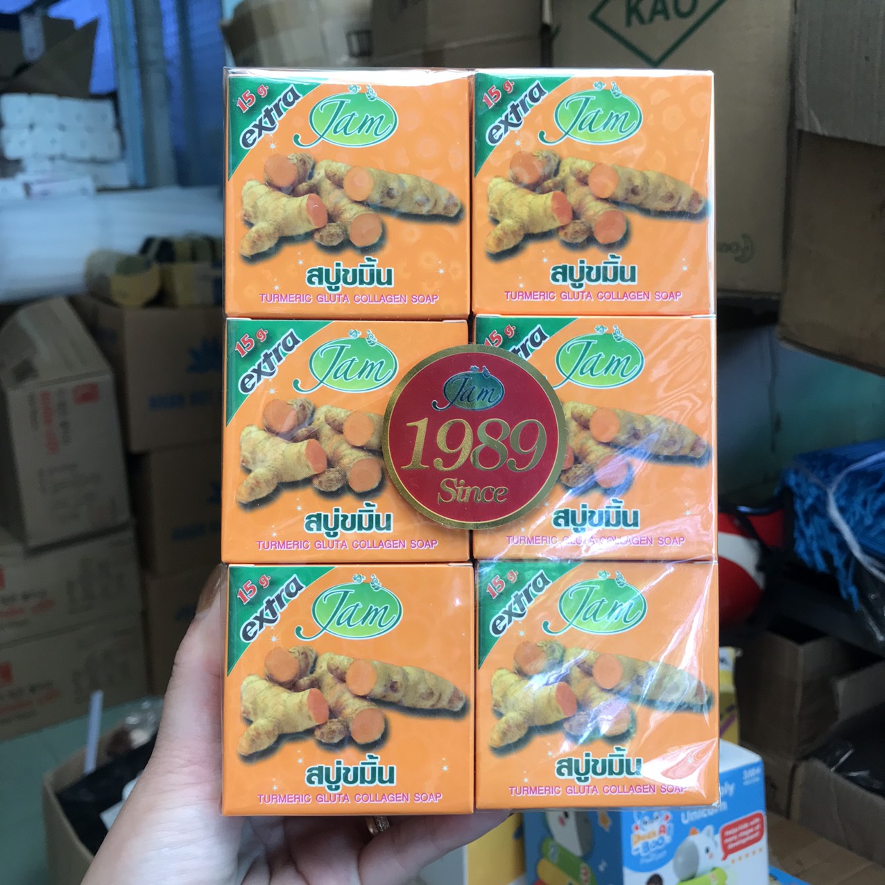 [HCM]Lốc 12 Cục Xà phòng nghệ JAM Turmeric Gluta Collagen Soap Thái Lan