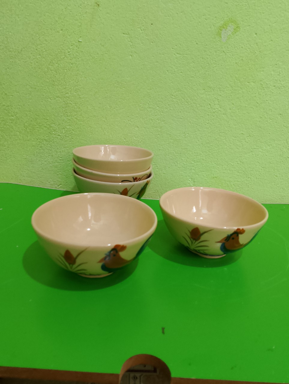 combo 10 chén cơm vẽ con gà ( loại thường sành )