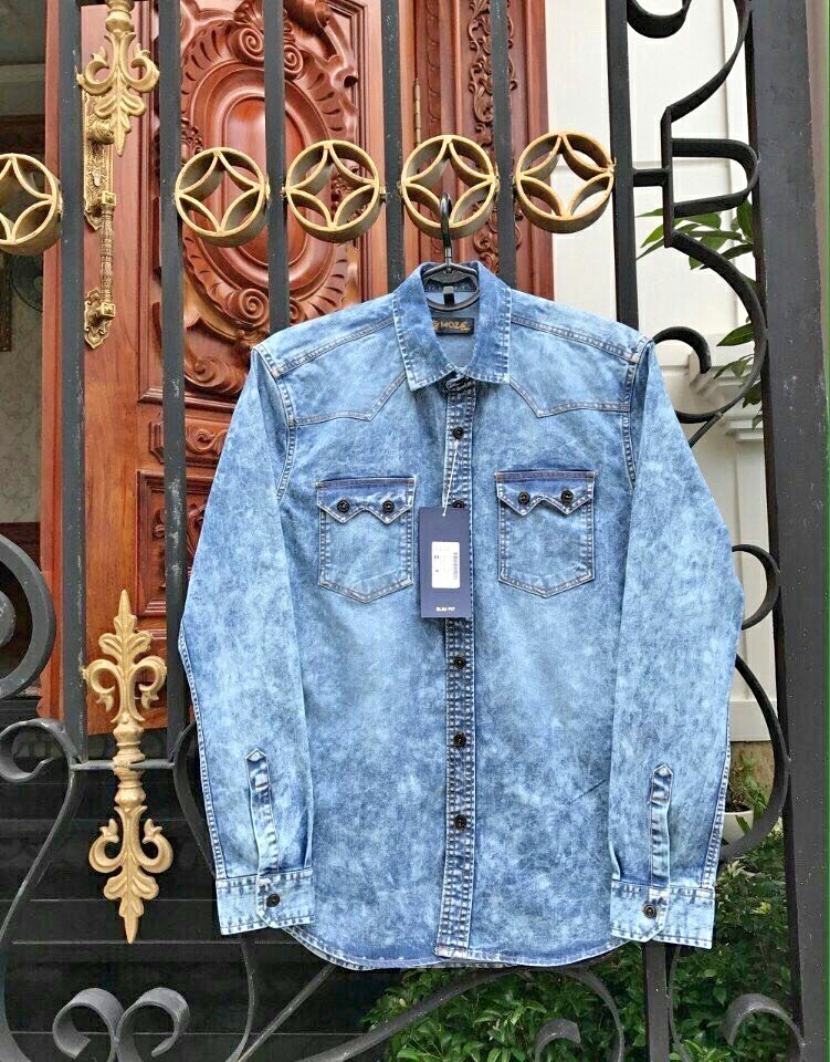 ÁO SƠ MI JEAN GIẤY DÀNH CHO NAM DÀI TAY
