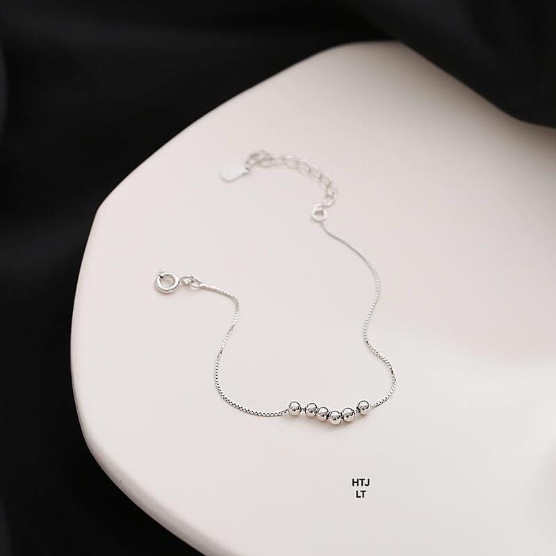 Lắc tay và lắc chân nữ bạc thật gắn bi nhỏ xinh - THJ Cam kết bạc chuẩn, giá tốt kèm bảo hành