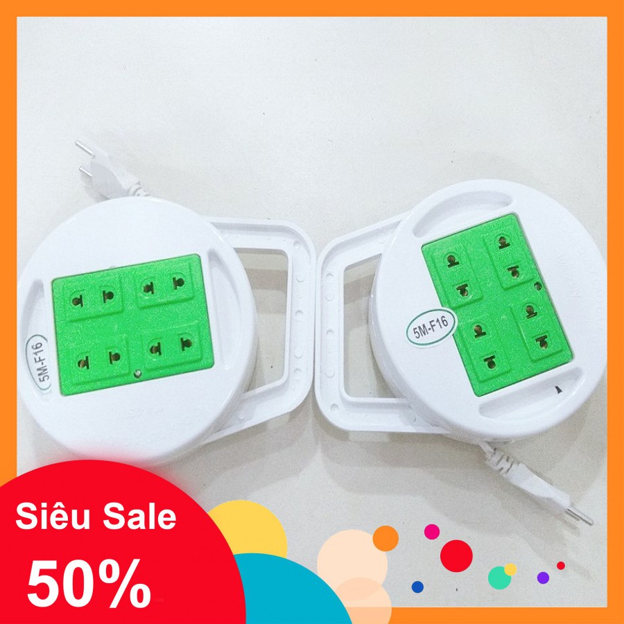 [HCM]Ổ CẮM ĐIỆN XOAY TRÒN DÂY 5M 4 lỗ cắm  chịu tải lớn dễ dàng cuộn lại. ( BẢO HÀNH 1 ĐỔI 1 TOÀN QUỐC)