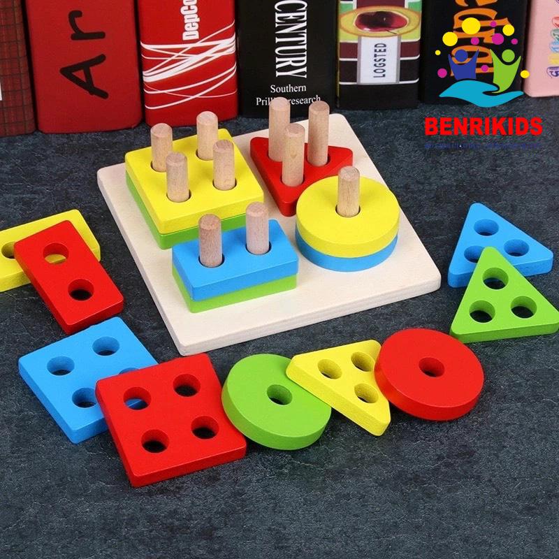Đồ chơi montessori bằng gỗ,bảng chuỗi thả hình khối giúp bé rèn luyện iq,đồ chơi gỗ,đồ chơi thông minh