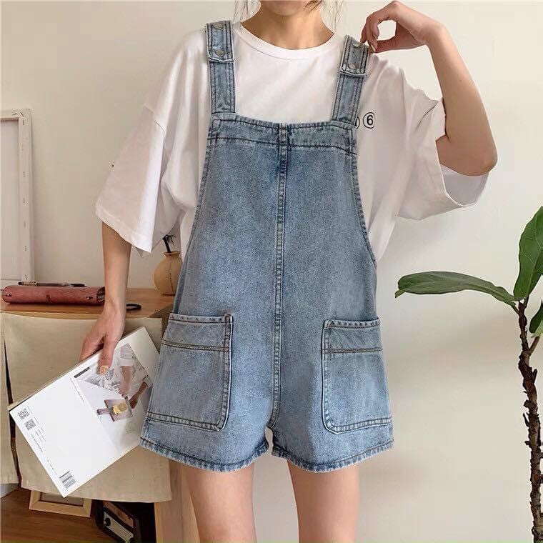 Quần Yếm Jeans Túi 2 Túi