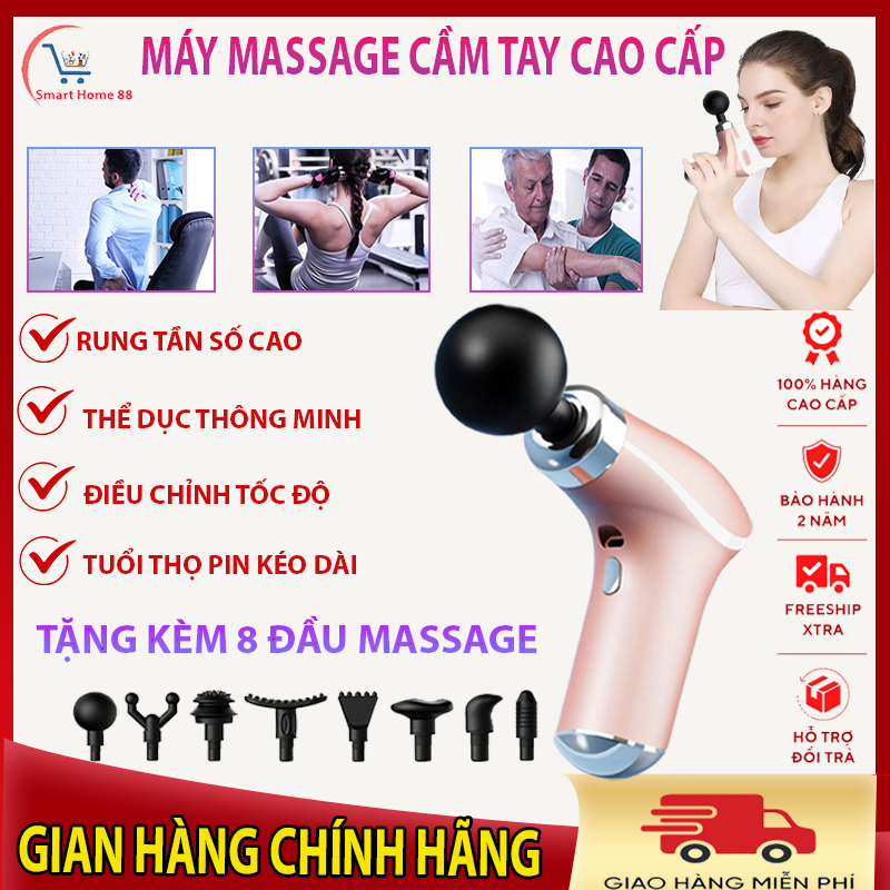 Máy Massage Cao Cấp Mát Xa Mini Cầm Tay Cao Cấp Có 8 Đầu Và 4 Chế Độ