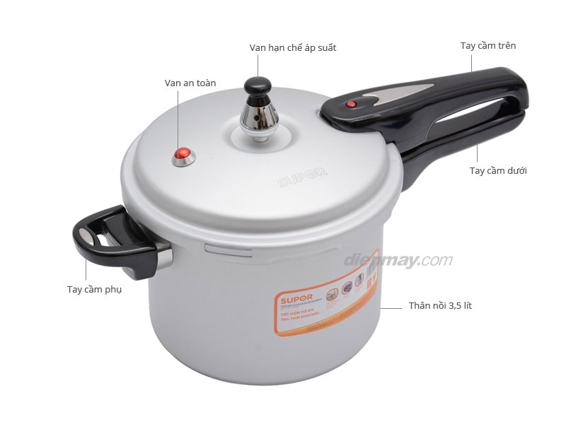 Van nồi áp suất ga supor 1 tay cầm dài