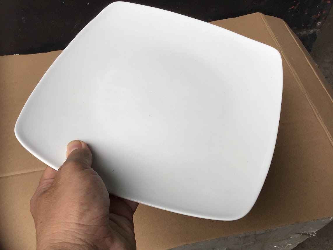 Dĩa sứ trắng cao cấp vuông 25cm