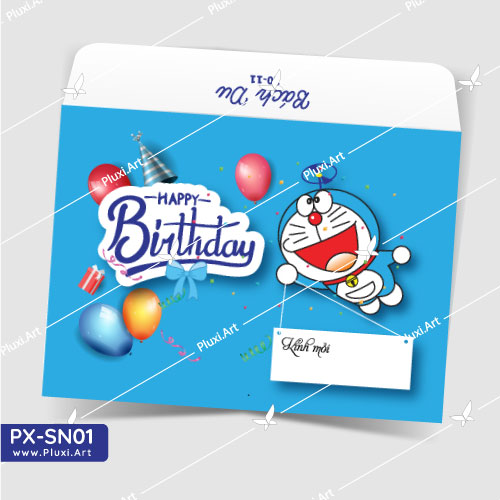 [4200đ/thiệp] Thiệp thôi nôi – sinh nhật Doremon Pluxi (PXSN01)