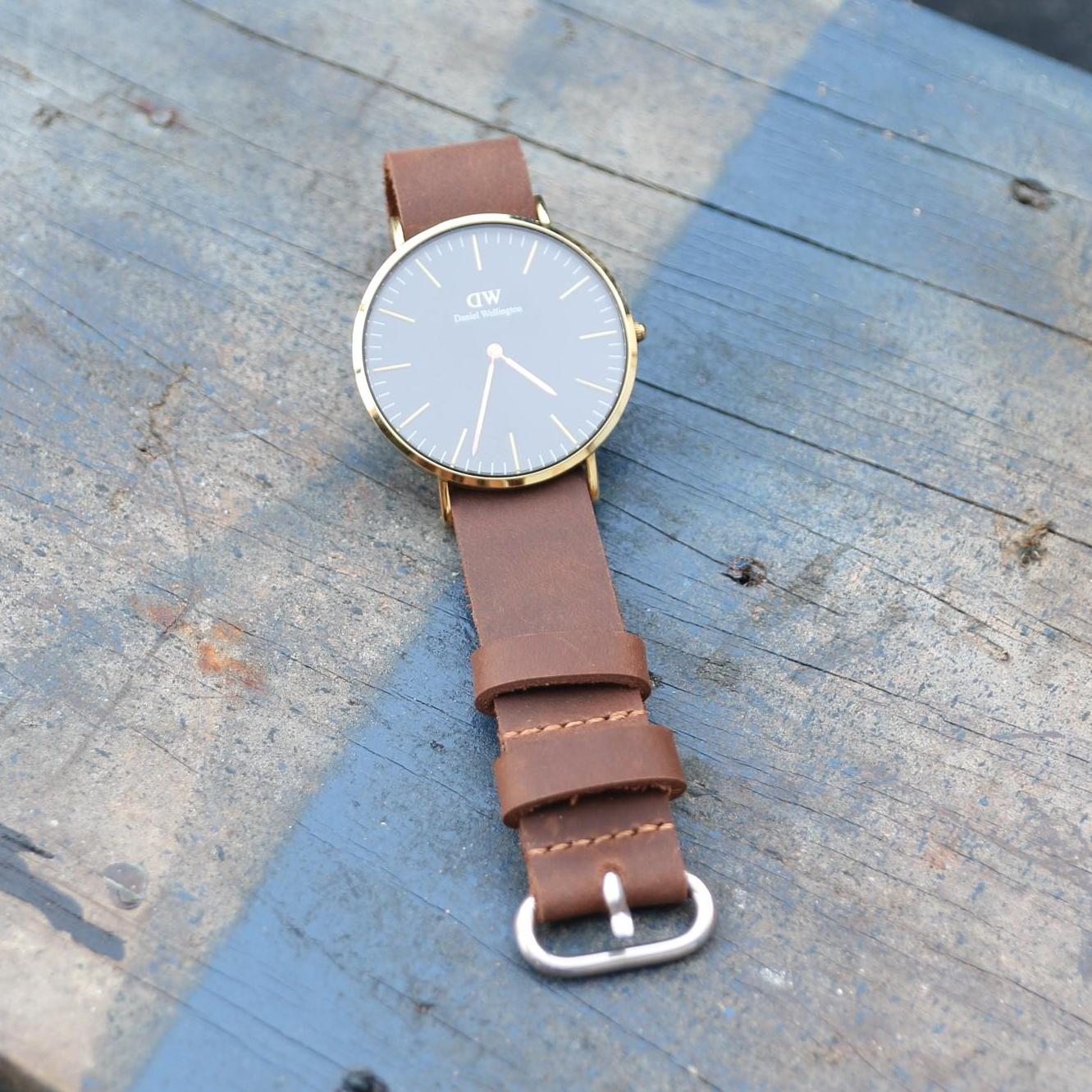 [HCM]Dây đồng hồ Nato da bò sáp handmade