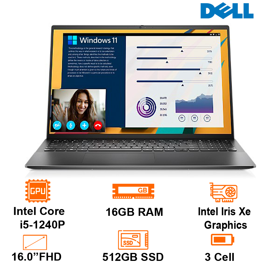 Laptop dell vostro 5620 70282719 intel i5-1240p/16gb/512gb ssd/16 "fhd +/win11h + office hs21/titanium gray-wide screen sharp, configuration silky-warranty 12 months-genuine goods safety mart official