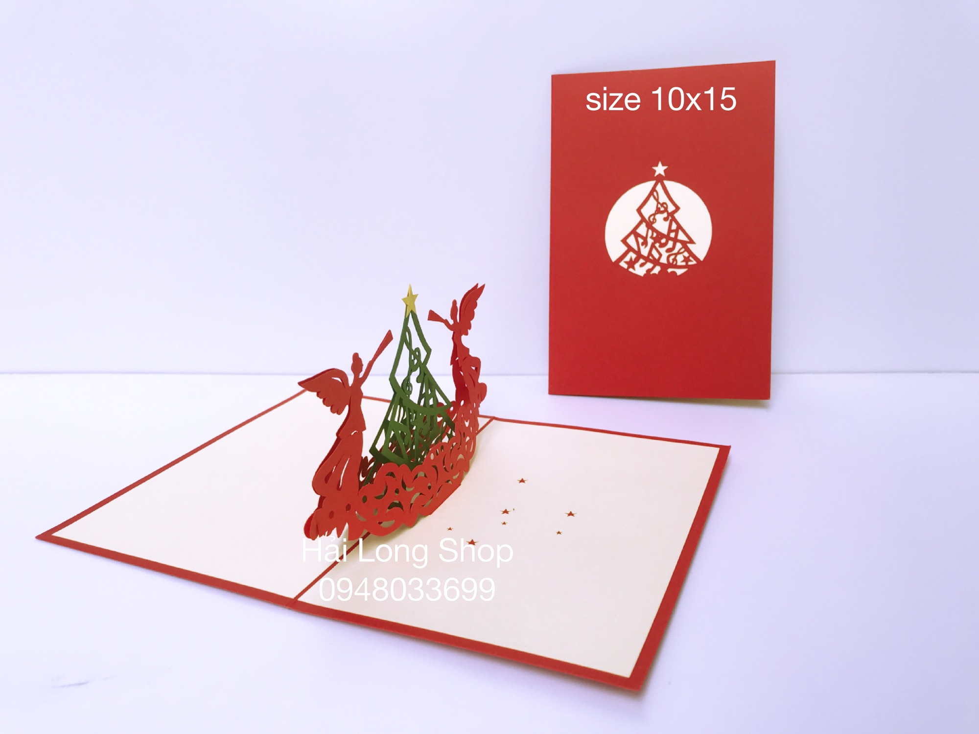 Cây Thông 19 ( 2 thiên Thần ) - Noel - Thiệp 3D