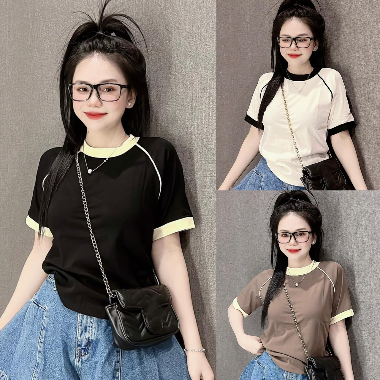 Áo thun nữ dáng ôm nhẹ babytee một sọc trước ( mã một sọc viền 787 )