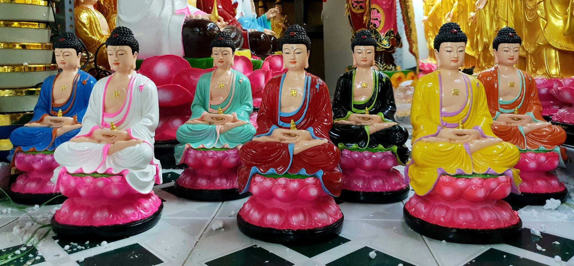 Bộ Dược Sư cao 30cm vẽ màu (khong bao gồm lá đề)