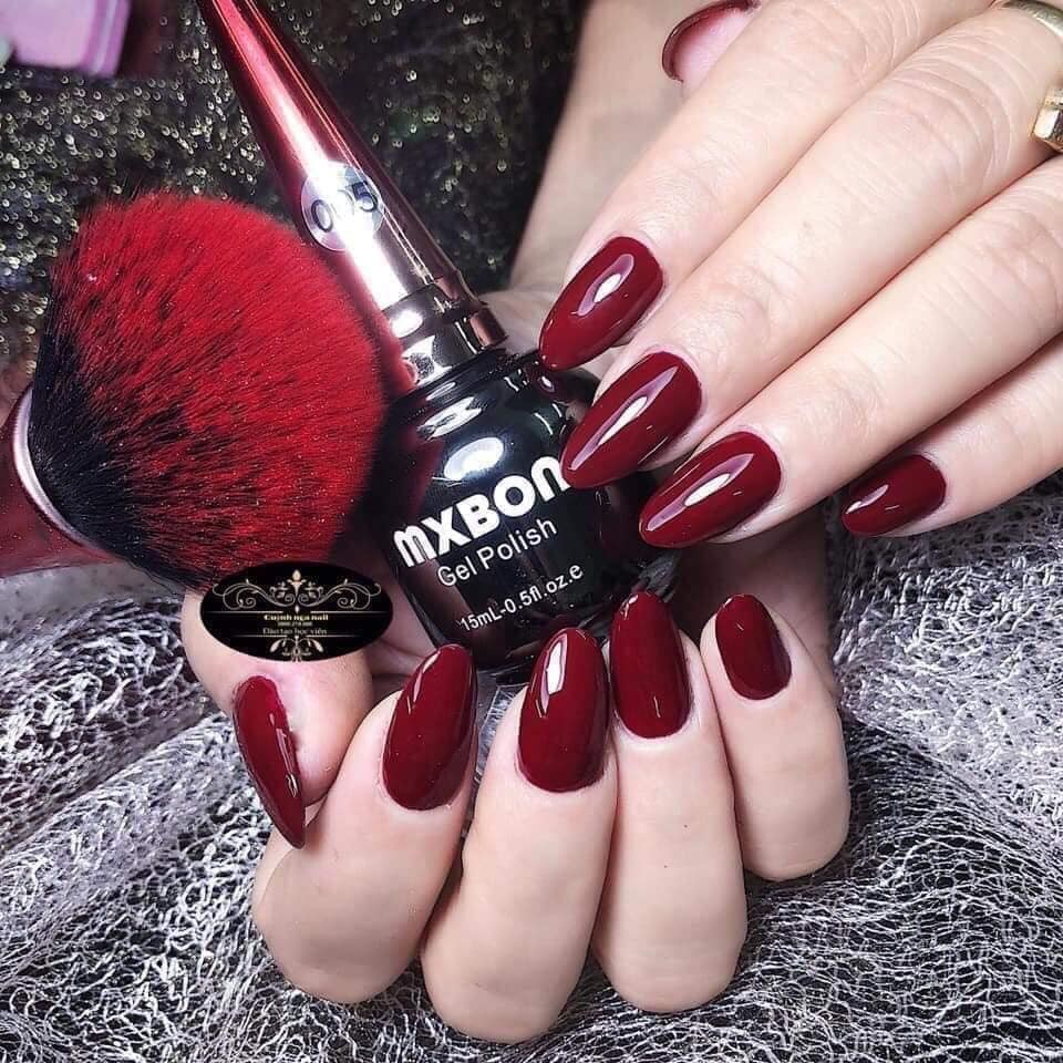 Sơn gel mxbon màu đỏ, set sơn móng tay màu đỏ đô