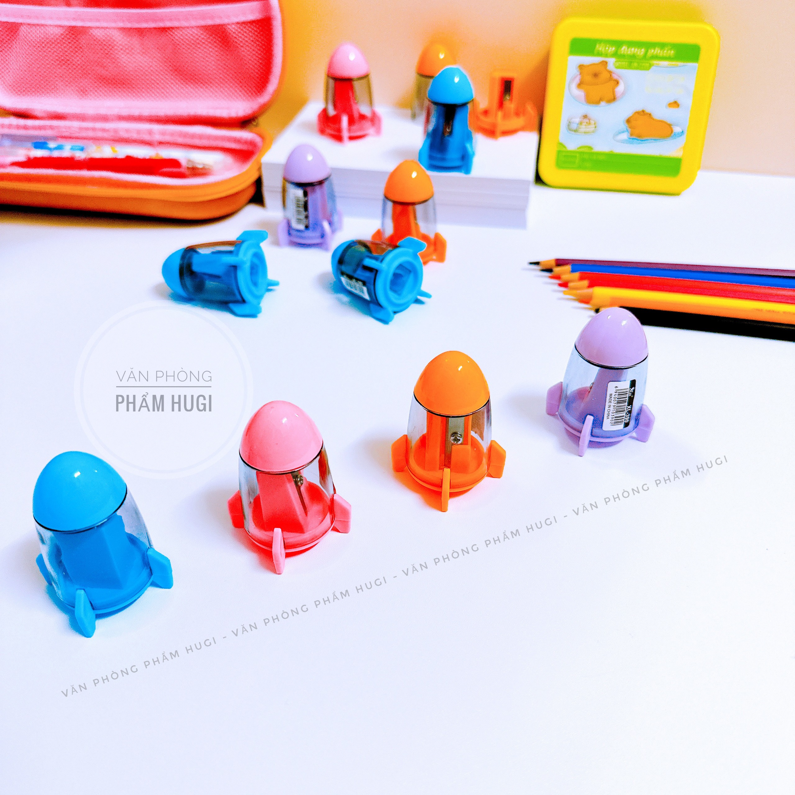 Student cute rocket pencil sharpener set 4 PCs