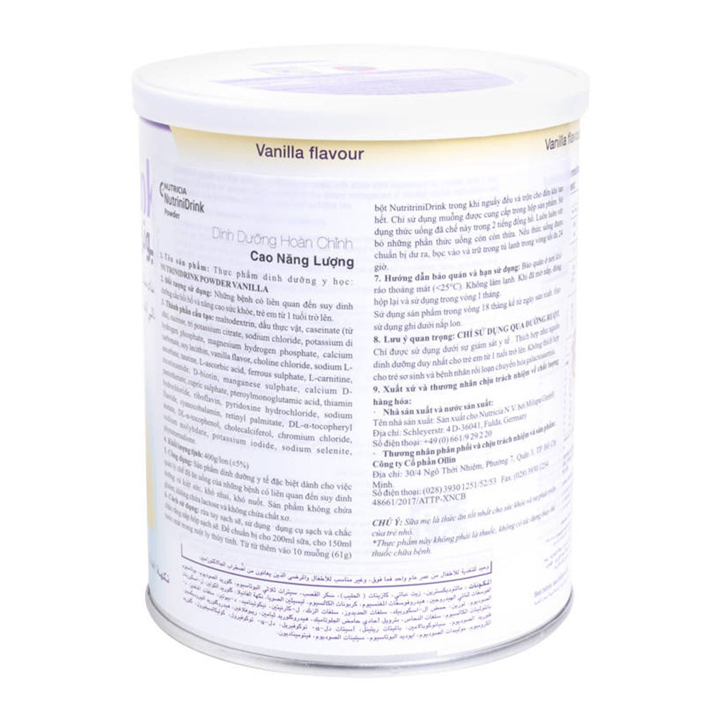 [1 Lon] Sữa Bột Nutrinidrink Vị Vani 400g - Sữa Nhập Khẩu Đức