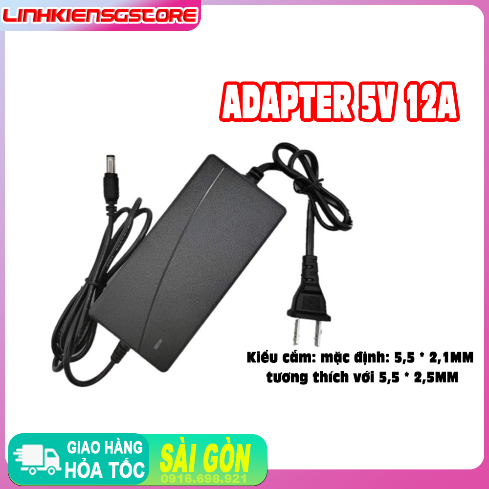 Nguồn adapter 12v / 5a jack dc 5.5 * 2.5 mm, nguồn camera đèn bán hàng