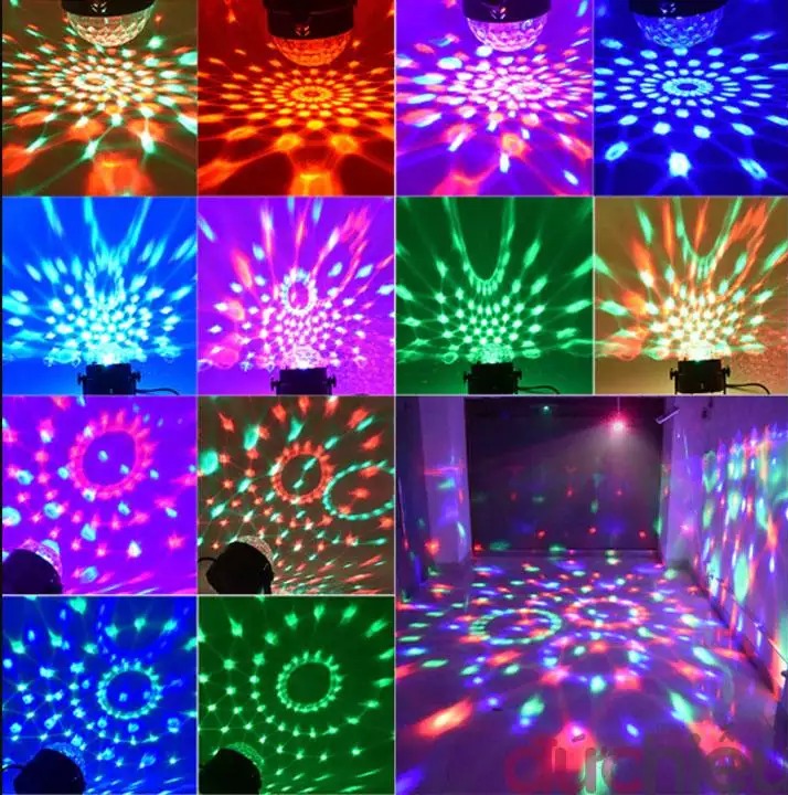 Đèn led nháy theo nhạc, đèn led 7 màu tự xoay có điều khiển, đèn led vũ trường, led karaoke, đèn xoay 360 độ, đèn trang trí phòng khách, quán bar chớp theo nhạc..