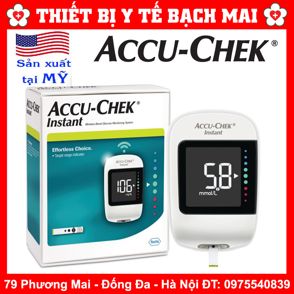Máy đo đường huyết accu- check instant tặng 25 que + 10 kim
