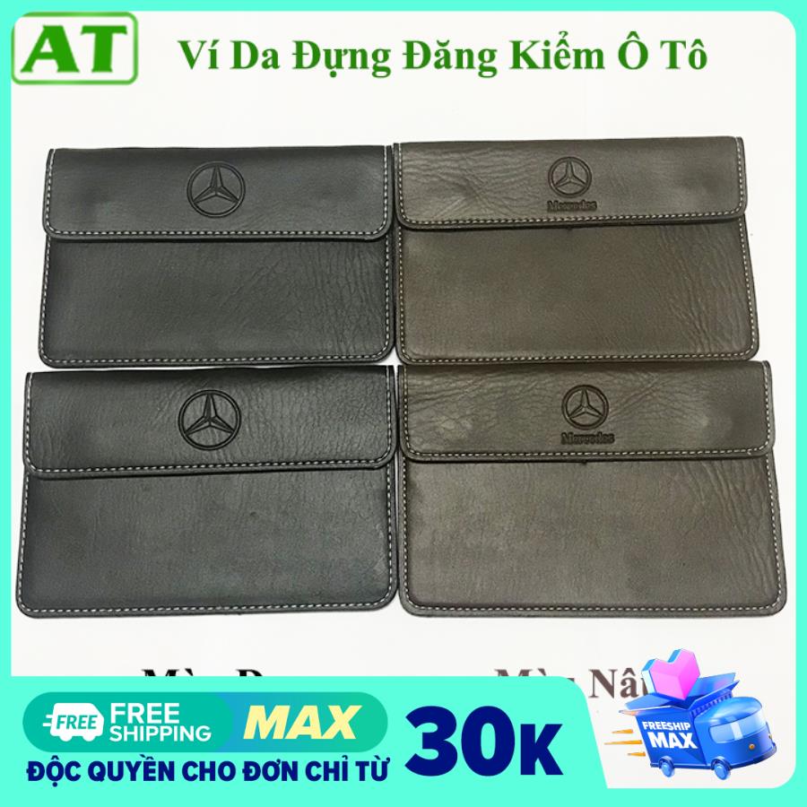 Ví Da Đựng Đăng Kiểm Giấy Tờ Ô Tô Xe Hơi Logo Mercedes Sang Trọng