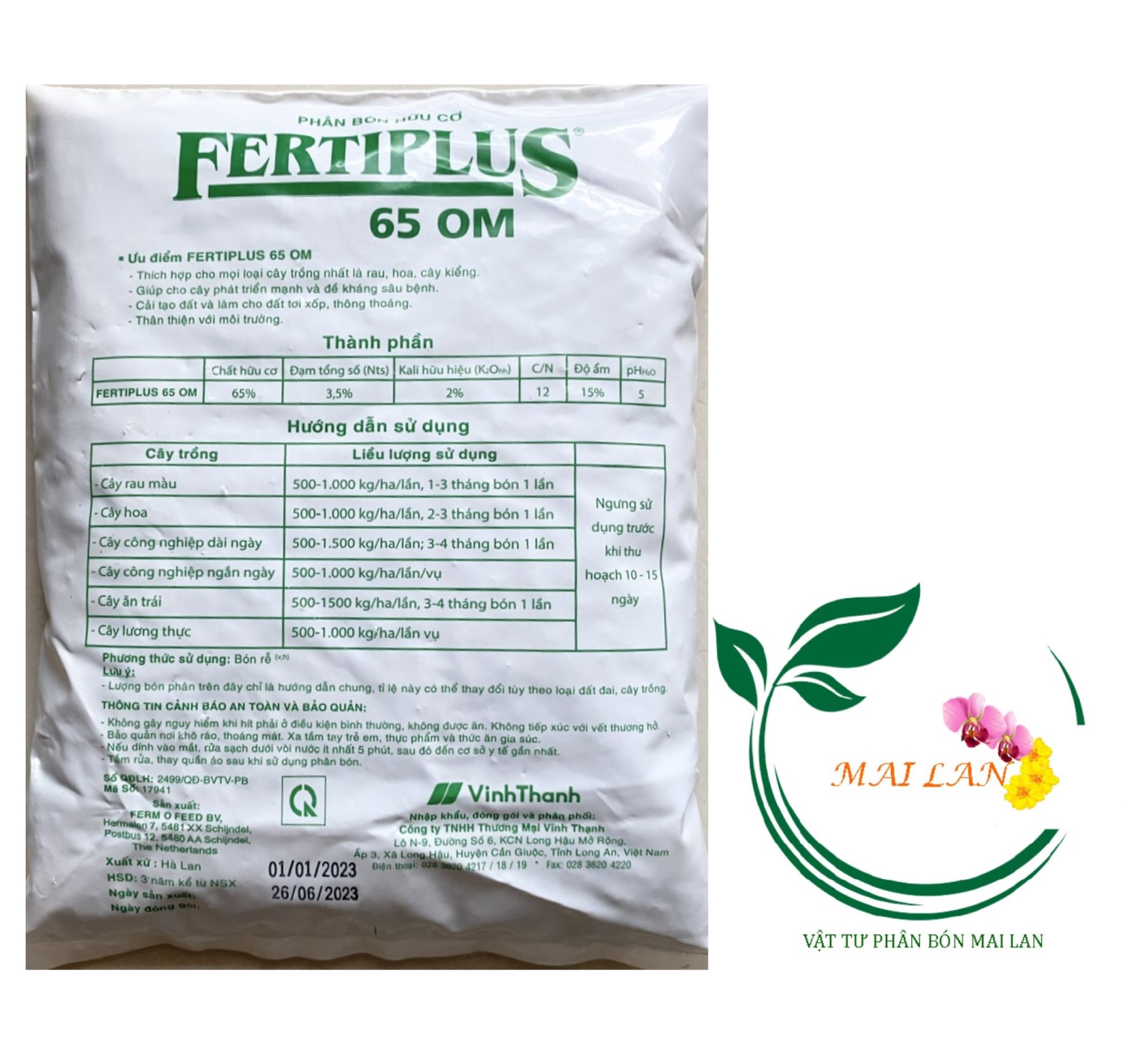 FertiPlus 65 OM Phân Bón Hữu Cơ Hà Lan - #181A# 500g