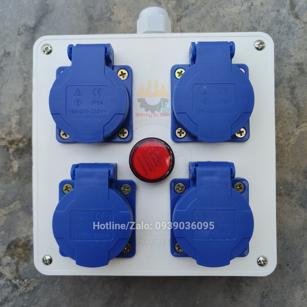 Power Splitter - Industrial Power Box 4 Socket - Fire Resistant - Load Resistant - 16A 250V - Power Socket With Grounding Pin Suitable For Audio Audio - Box 16x16cm