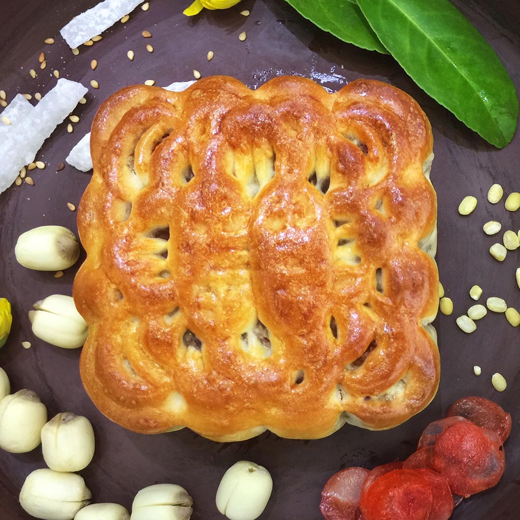 Hộp 4 Bánh Trung Thu Bảo Phương vị Thập Cẩm nhân lạp xưởng, lá chanh, hạt sen, hạt dưa - BP3