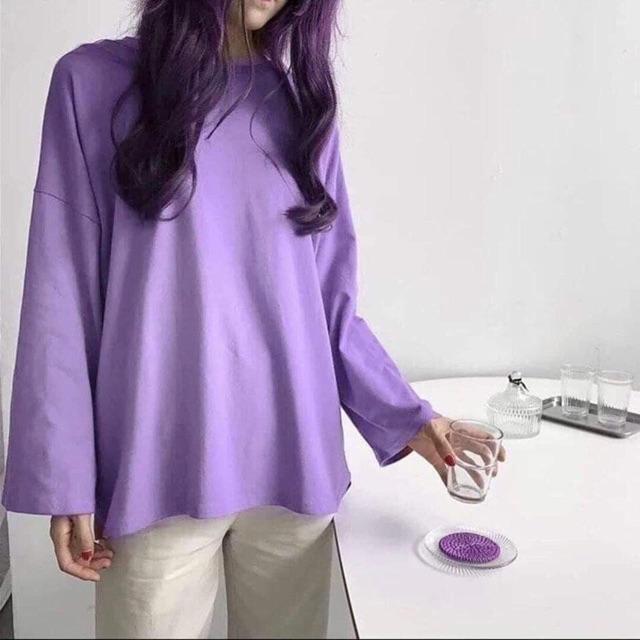 Áo thun tím trơn tay suông kth0919