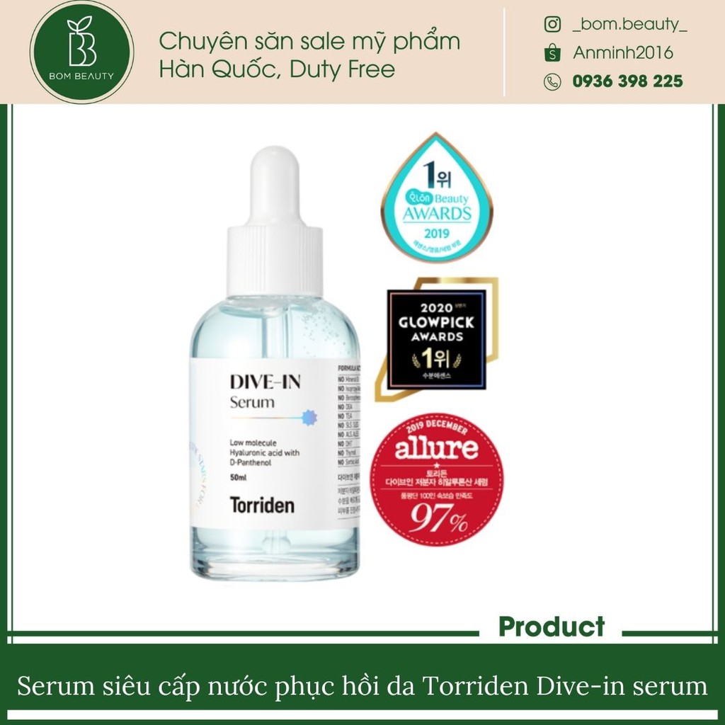 (bombeauty) Serum siêu cấp nước phục hồi da Torriden Dive-in serum