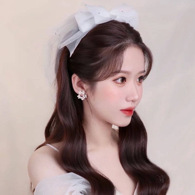 Lúp voan kẹp tóc cô dâu nơ nhẹ nhàng