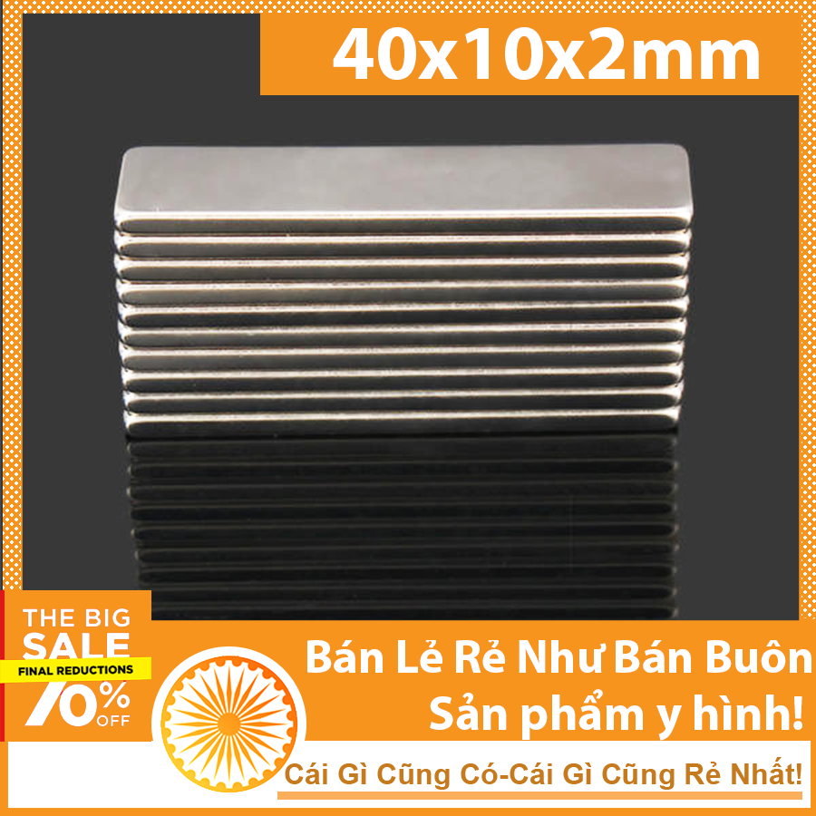 Nam châm đất hiếm chữ nhật 40x10x2mm