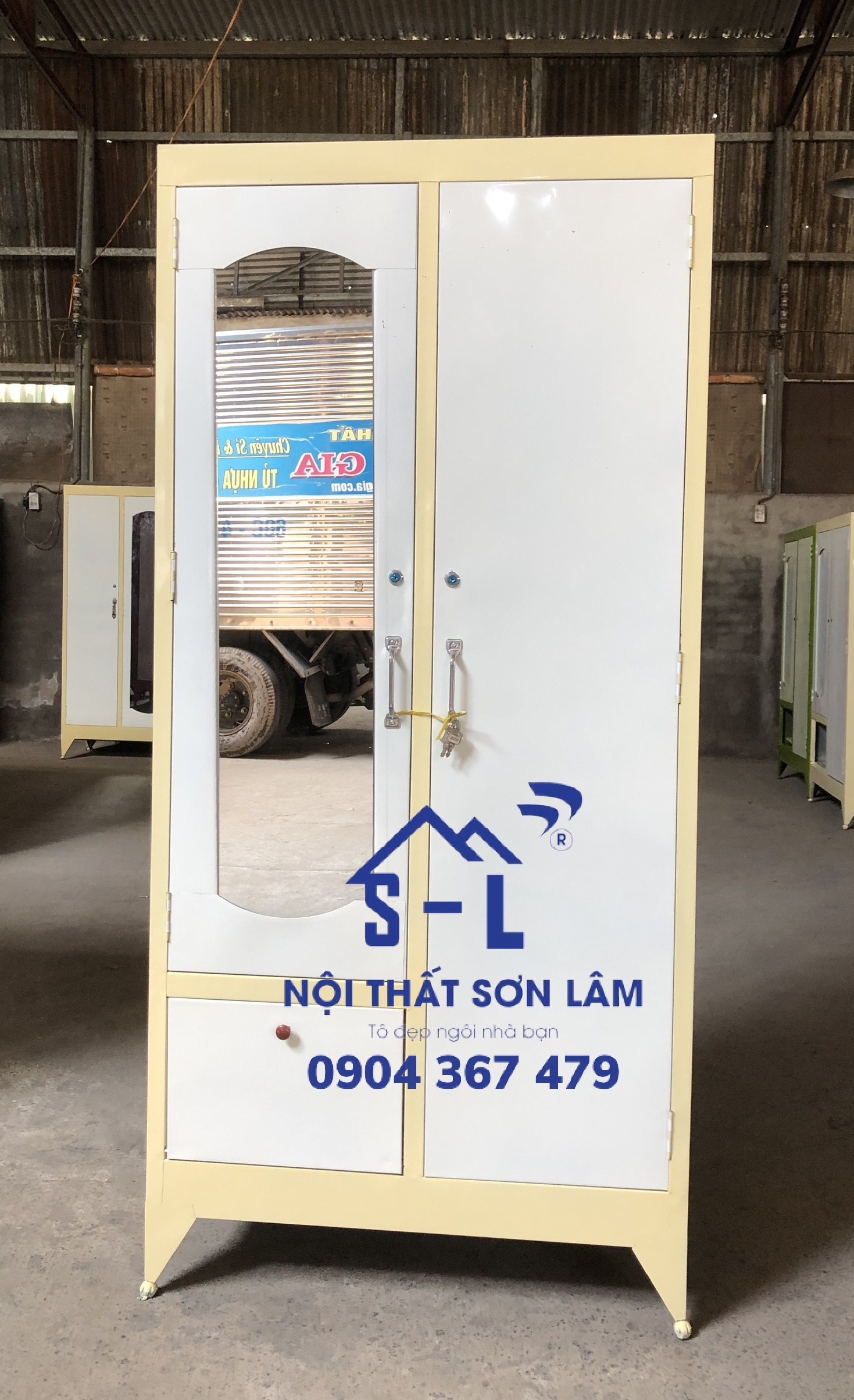 Tủ sắt quần áo 2 cánh 1m6 giá rẻ sơn dầu